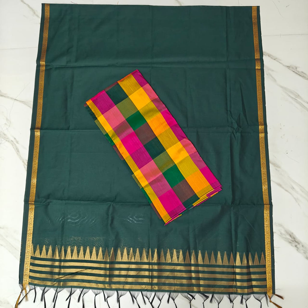 Authentic Madras Checks Cotton Blend Top & Dupatta Fabric Set - MC04