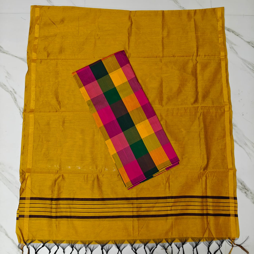 Authentic Madras Checks Cotton Blend Top & Dupatta Fabric Set - MC07