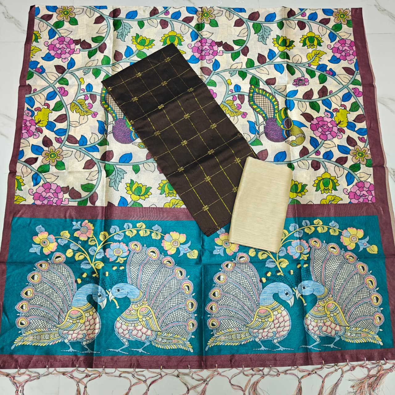 Luxury with our premium Tussar Silk Salwar Suit Set - TSRS02