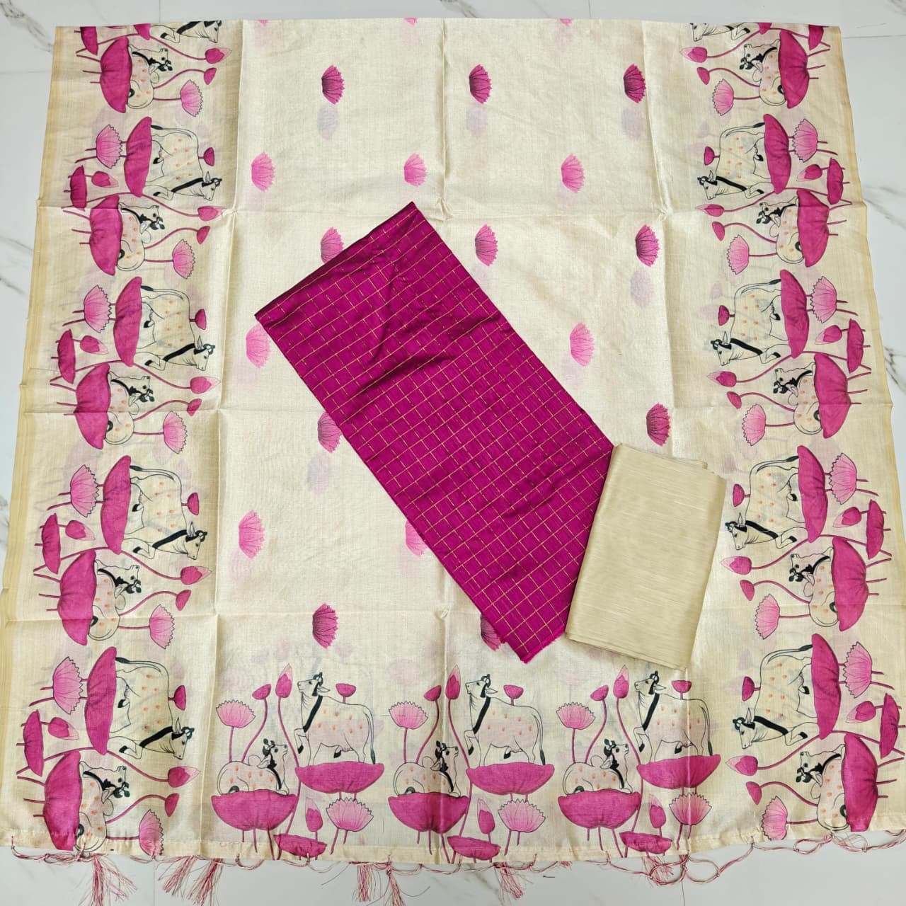 Luxury with our premium Tussar Silk Salwar Suit Set - TSRS04