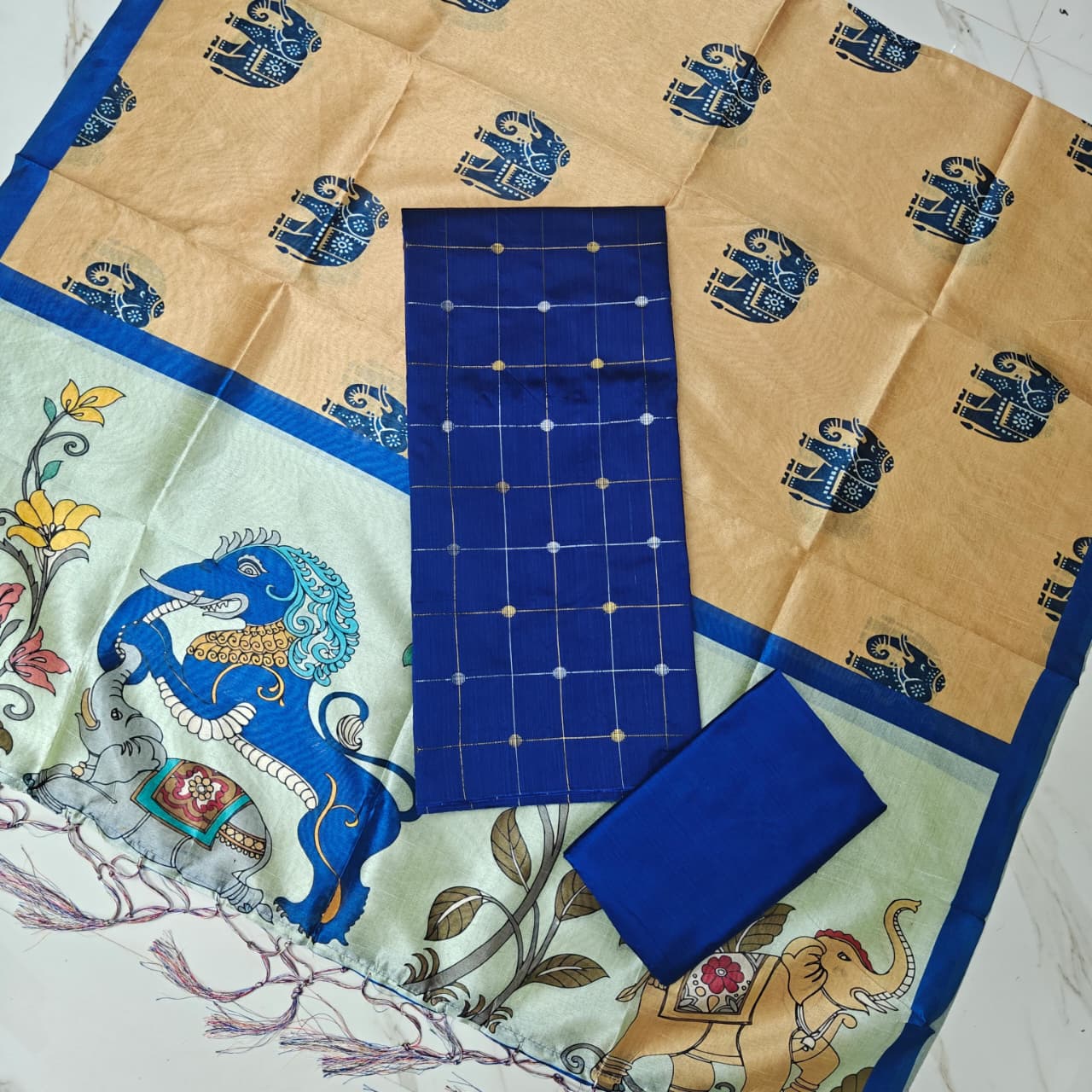 Luxury with our premium Tussar Silk Salwar Suit Set - TSRS16