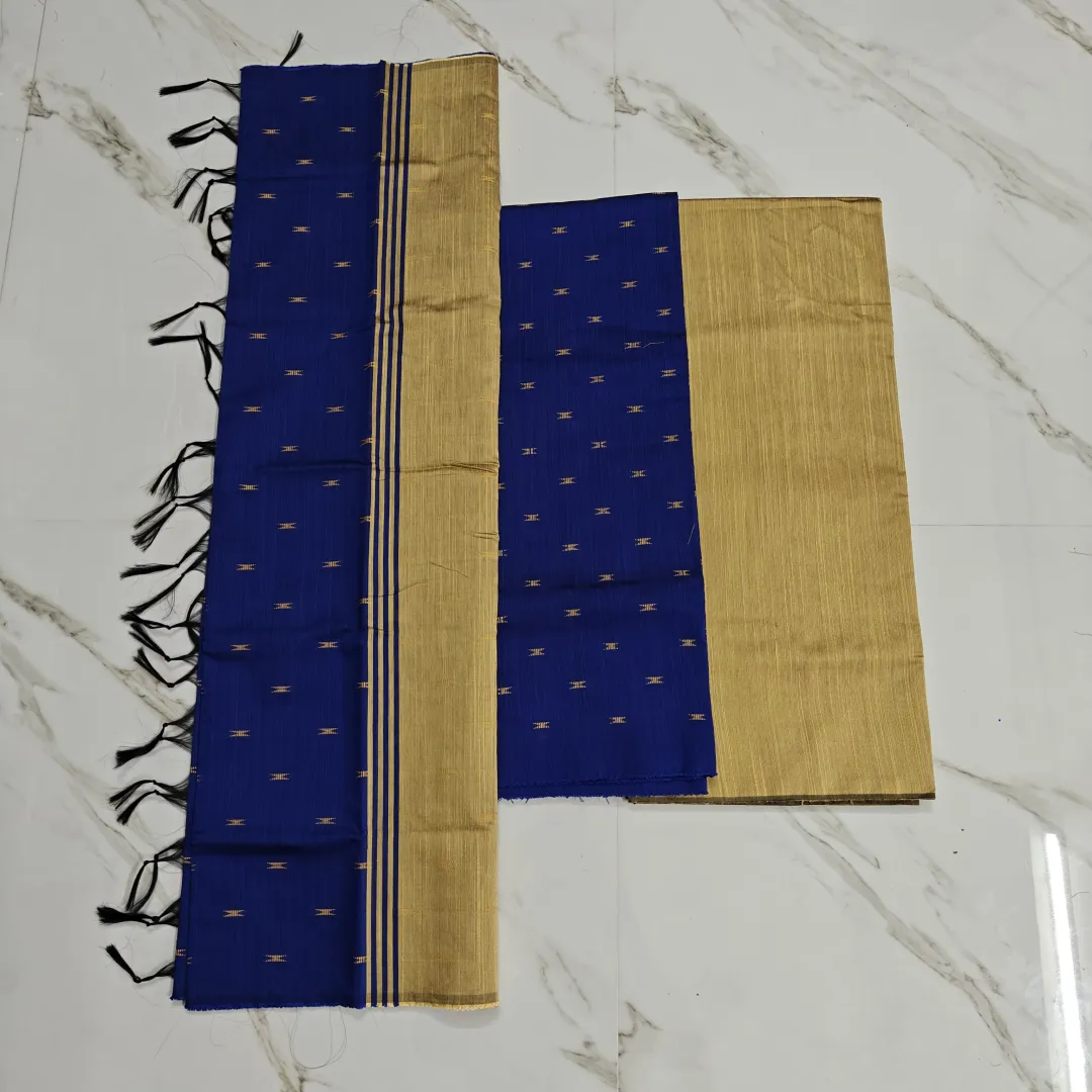 Raw silk chudi material - Royal Blue set ( arrow)