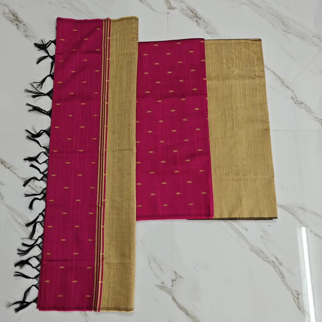 Raw silk chudi material - Rani pink set ( arrow)