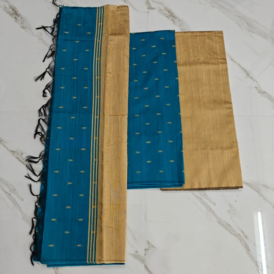 Raw silk chudi material - Rama blue ( arrow)