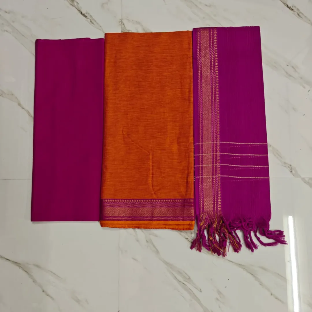mangalagiri salwar suit - orange & pink